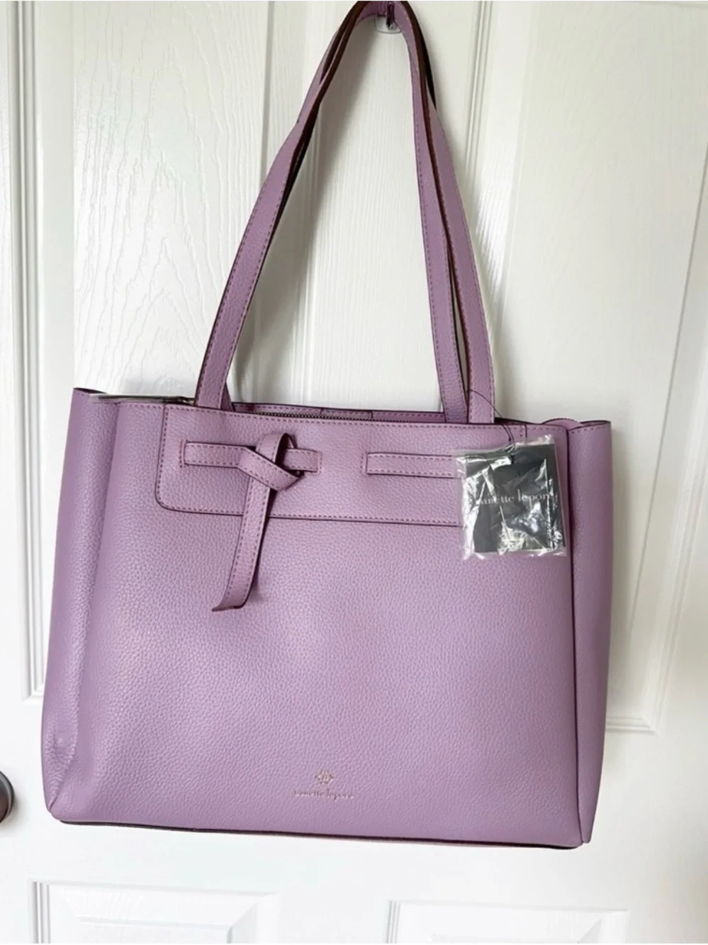 Nanette Lepore Lavender Tote Leather Tote with Knot Accent